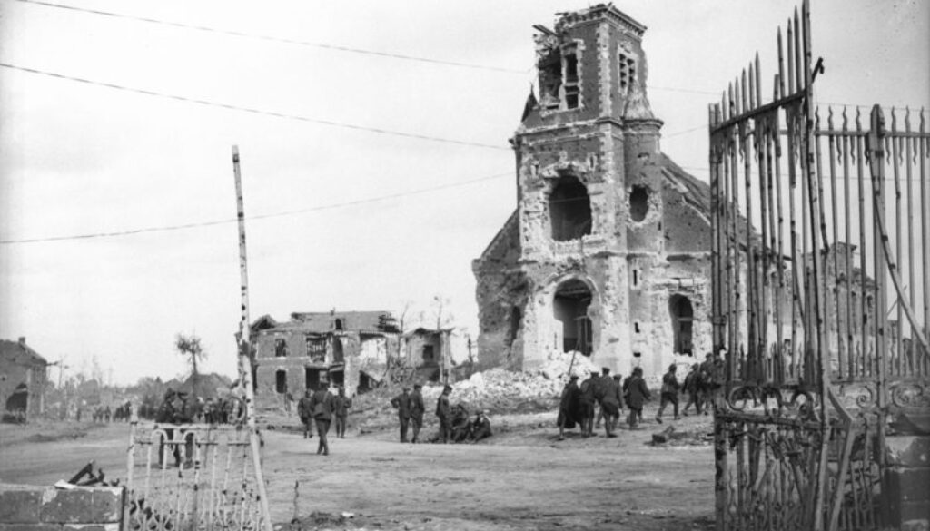 217_Bourlon Church from the Chateau. Advance East of Arras. October, 1918.